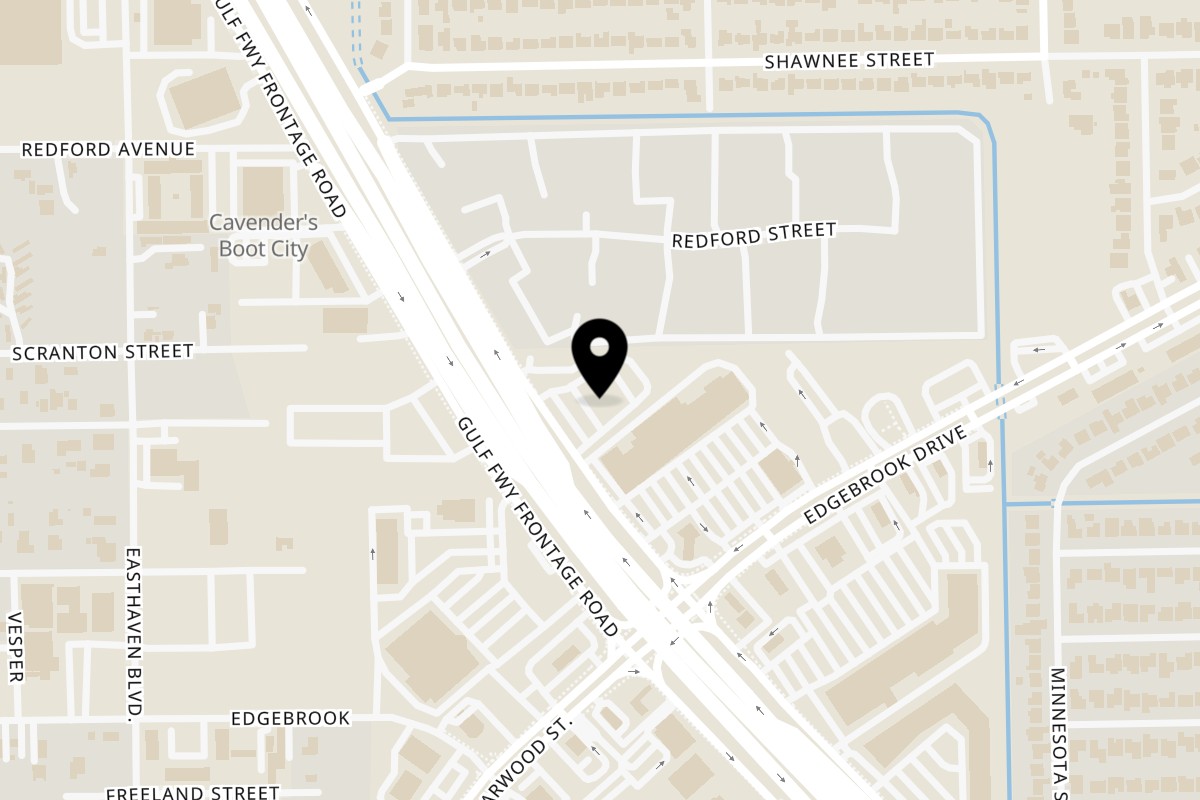 Map showing the location of Taquerias Arandas South Gulf Freeway on 10403 Gulf Fwy Suite A in Houston