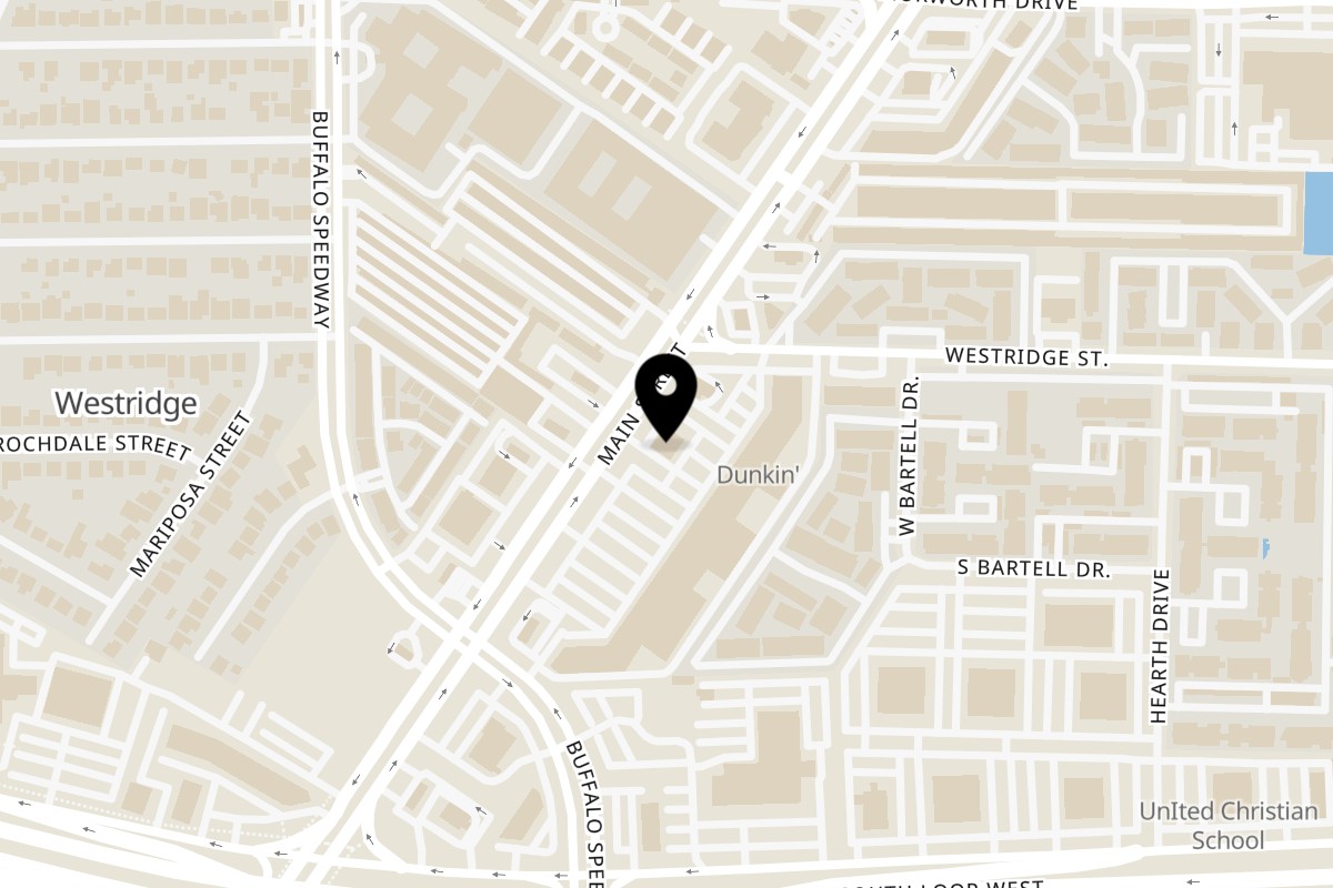 Map showing the location of Taquerias Arandas South Main on 9401 S Main St in Houston