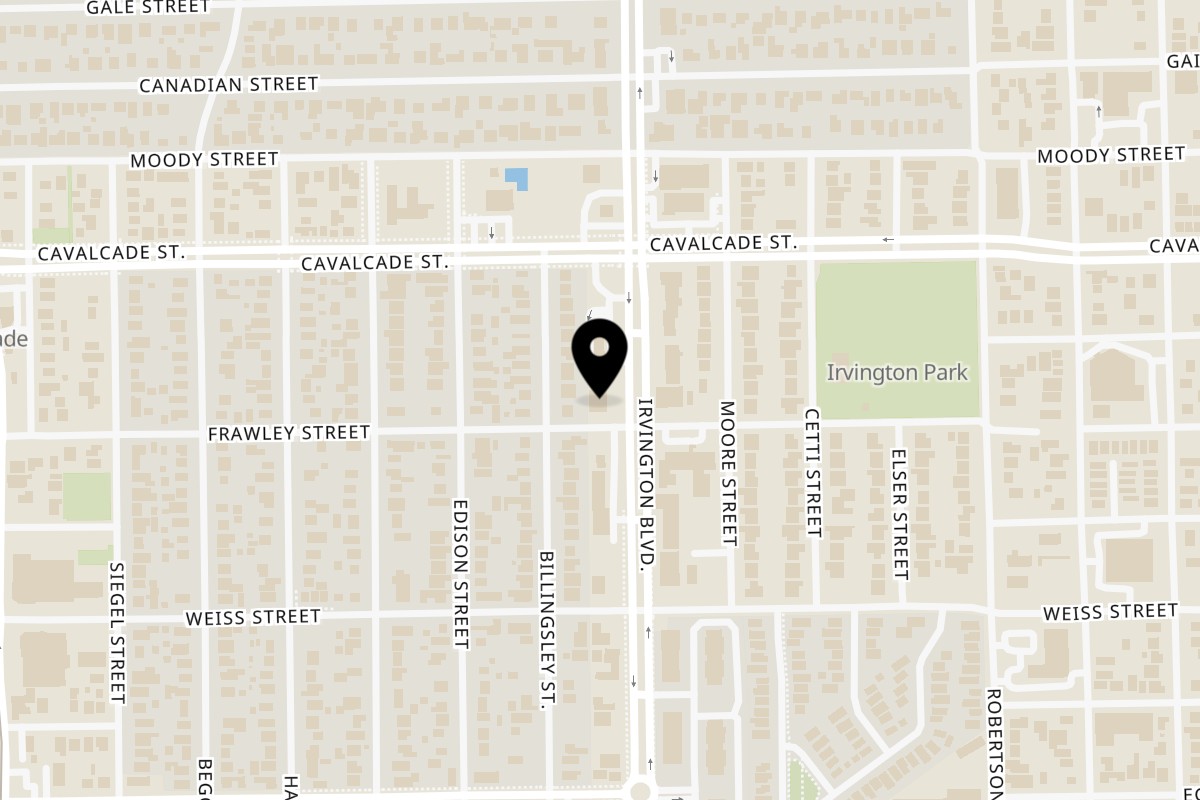 Map showing the location of Taquerias Arandas Irvington Boulevard on 4601 Irvington Blvd in Houston