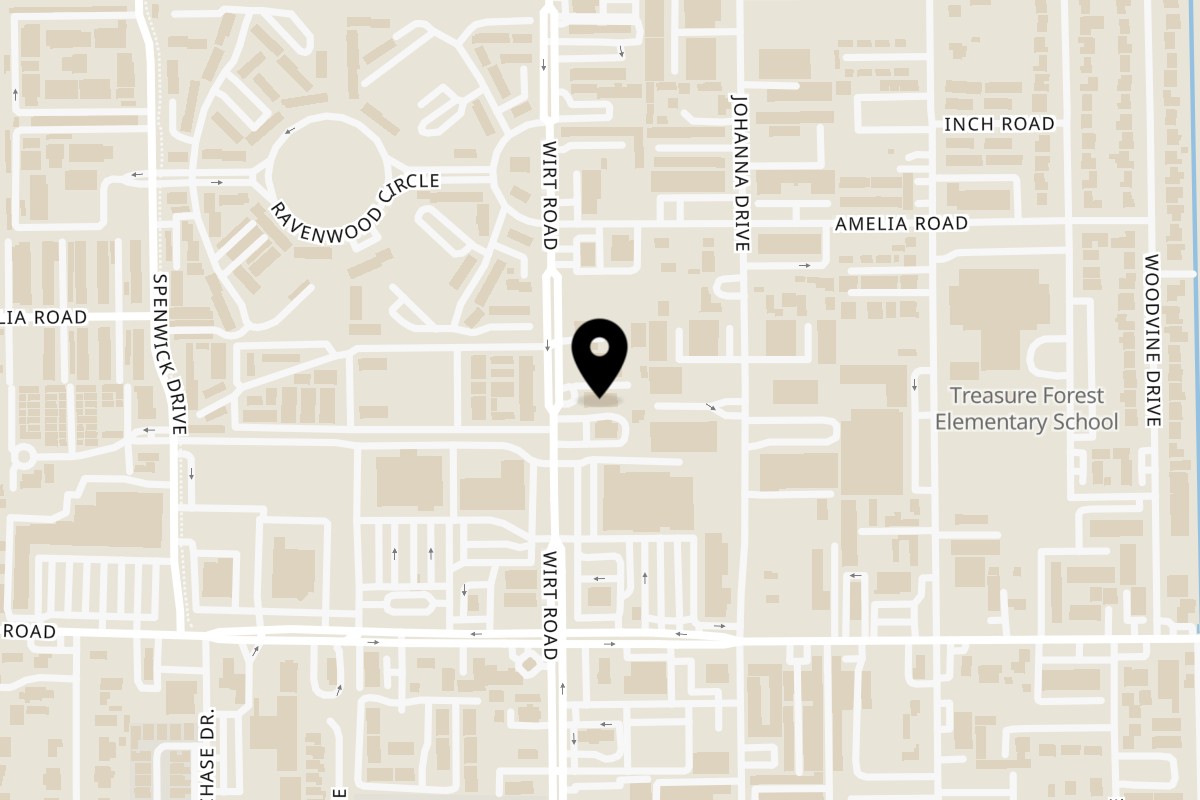 Map showing the location of Taquerias Arandas Wirt Road on 1840 Wirt Rd in Houston
