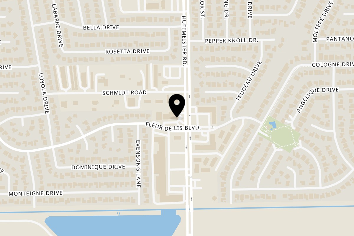 Map showing the location of Taquerias Arandas Cypress Fleur De Lis on 13802 Fleur De Lis Blvd Ste A in Cypress