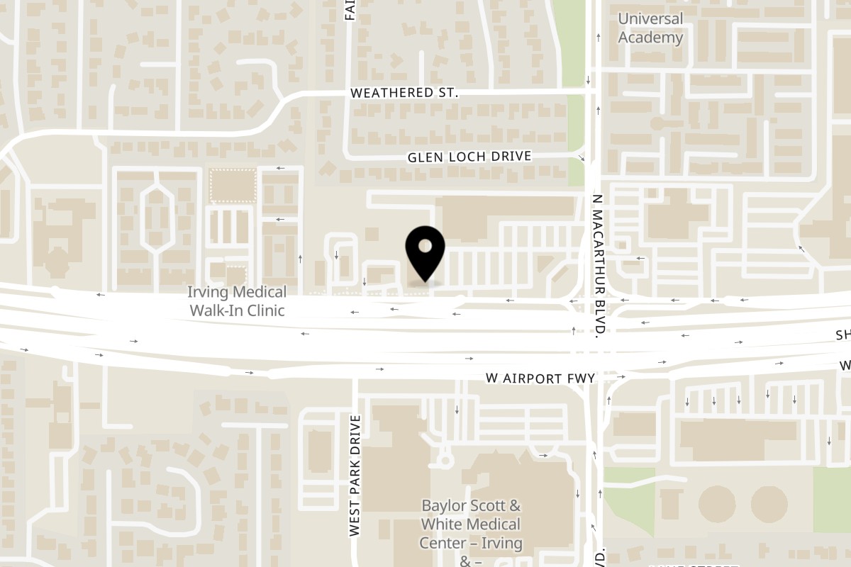 Map showing the location of Taquerias Arandas Irving on 1225 W Airport Fwy in Irving